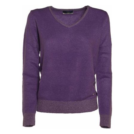 YES ZEE V-neck Strik Lilla, Dame Striktrøjer