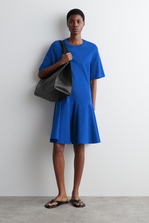 COS Women's Asymmetric Mini T-Shirt Dress in Blue
