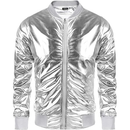 Mænds Metallic Jakke 70'er Disco Julefest Varsity Jakke