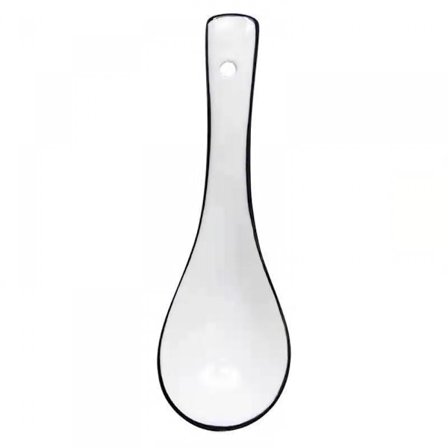 Suppeskje i keramikk, asiatiske suppeskjeer til Wonton Pho Miso Ramen, japanske hvite små forrettsskjeer, sett med 1