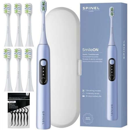 Sonic tandborste - Spinel Care - SmileON - 3 lägen - 6 huvuden - USB-C - reseetui