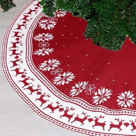 RYI-Julgransmatta - Plysch Snöflingdesign, 122 cm Diameter, Julgransmatta för Festliga Dekorationer