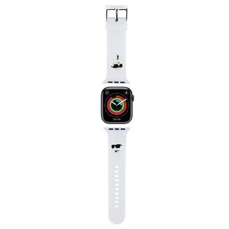 Karl Lagerfeld 3D gummi Karl&Choupette Heads reim for Apple Watch 38/40/41mm - hvit
