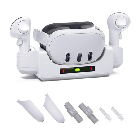Kompatibel opladningsdocka til Meta Quest 3 VR, Headset Display Holder og Controller Mount Station, Opladningsstation Stand Base