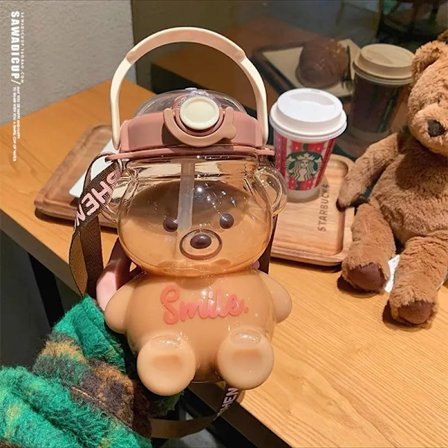 1000ML/1400ML Kawaii Bear Kettle Halmvattenkopp