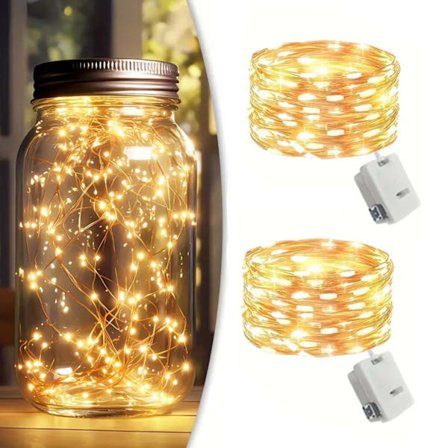 2st Batteridriven LED Ljusslinga Varm Vit 1m