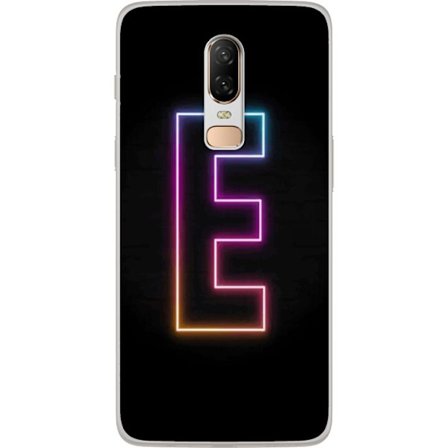 Kompatibel Mobilcover til OnePlus OnePlus 6 Minimalistisk neonbogstav E i lyse farver mod mørk baggrund i moderne og stilren design