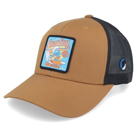 The Smurfs - Beige trucker Cap - Smurfing The Wave Patch Caramel/Black Trucker @ Hatstore
