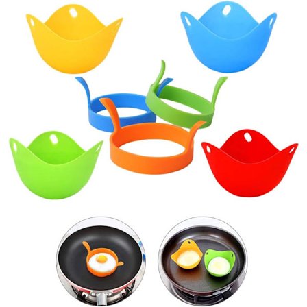 Sæt med 3 nonstick silikone ægforme + 4 pocheret æg poache, ZQKLA