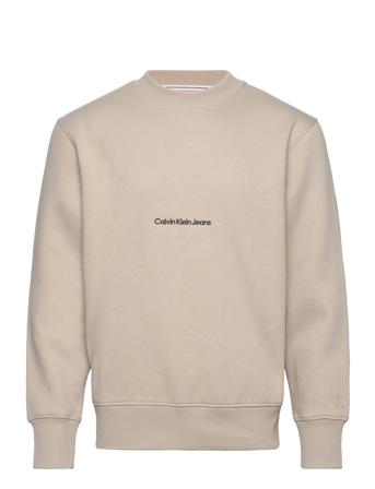 Institutional Crew Neck Sweat-shirt Genser Beige Calvin Klein Jeans*Betinget Tilbud