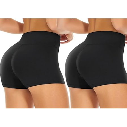 Högmidjade Hotpants för Damer, Anti-skav Stretchiga Minishorts, Shorts för Yoga Gym Cykling Sport Löpning Träning Svart(XXL)