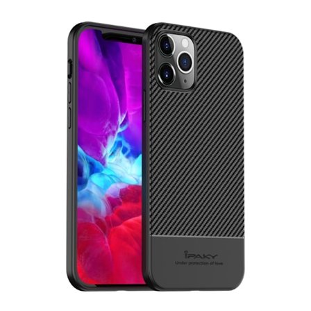 IPAKY Carbon Fiber Cover iPhone 12 Pro Max - Sort