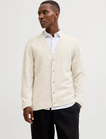 Jack & Jones Jprblasimon Souffle Knit Cardigan - Cream - XL