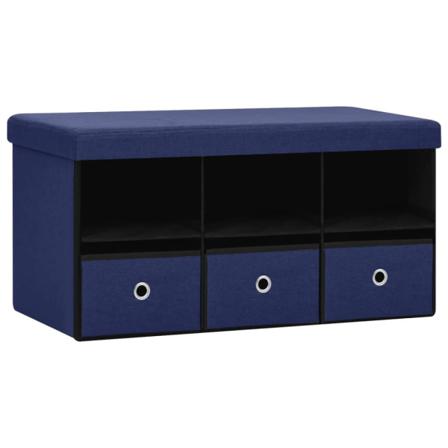 Vidaxl Hopfällbar Förvaringsbänk Blå 76x38x38 Cm Konstlinne Blå