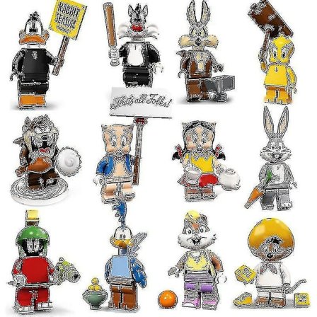12 st tecknade byggklossdockor Bugs Bunny Daffy Duck montering minifigur barns montering leksaker