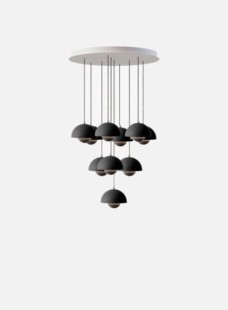 Flowerpot Chandelier VP10 10-lys Ø53 - sort
