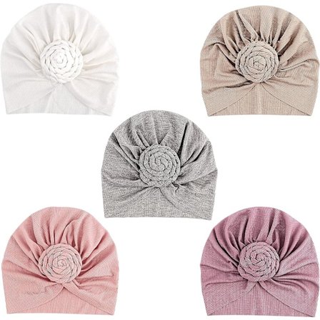 5-pack Baby Turban Hatt Turban Bun Knot Baby Baby Beanie Baby Flicka