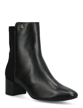 Wilimina Burnished Leather Bootie Black Lauren Ralph Lauren