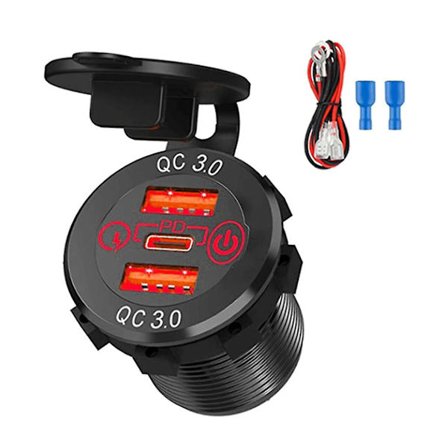 Dc12-24v Bil Hurtigopladningsstik 18w Pd & Dobbelt Qc3.0 Strømstik Usb-stik