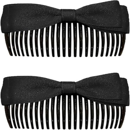 2 stk. Hårkamme til Kvinder Fransk Rosetkam Klemmer Bryllup Roset Hårnål Brudehovedbeklædning Tilbehør (Sort)