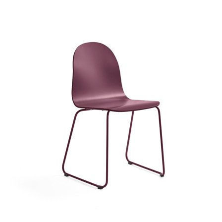 Chair GANDER, skid base, seat height: 450 mm, laquered, autumn red