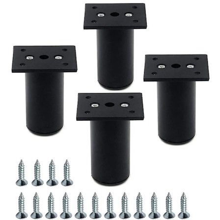 4-pakks møbelben, justerbare møbelben i aluminiumslegering med skruer, 15 cm høyde, svart