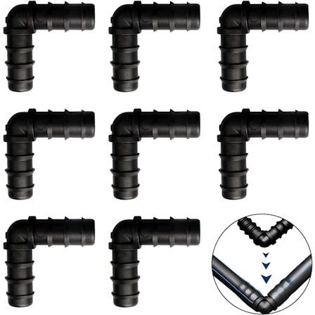 8 st 13 mm (1/2") trädgårdsslangkopplingar, 90° vinkel slangkopplingar, bevattningsdelar