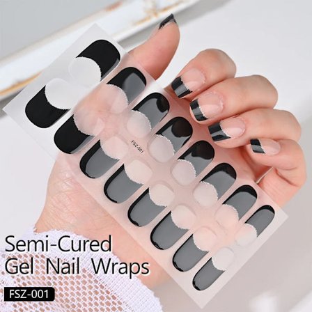 16 Tips Semi-Härdade Gel Nagelstickers Ren Färg UV/LED Lampa Gel Nagellack Wraps Långvarig Full Täckning Gel Sticker Nageldekoration##