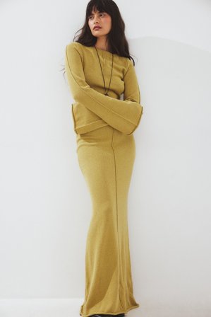 NA-KD Fein gestricktes Maxikleid - Weihnachtskleider - Grün - L