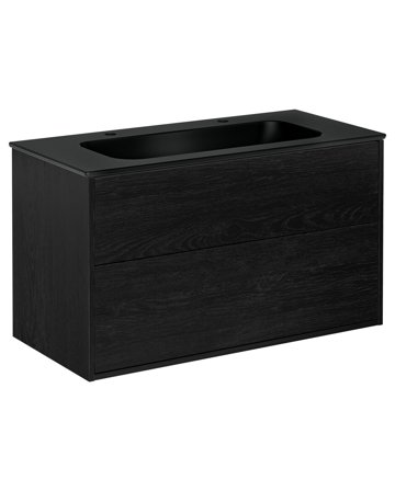 Gustavsberg Artic GB71ACVU10TK382 Kommodpaket svart askfaner/mattsvart, 100 cm, 2 blandarhål Svart askfaner/mattsvart, Badrum