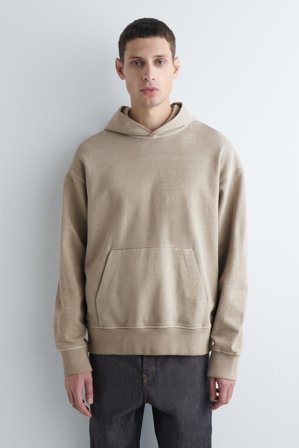 COS Men's Washed Cotton-Jersey Hoodie in Beige
