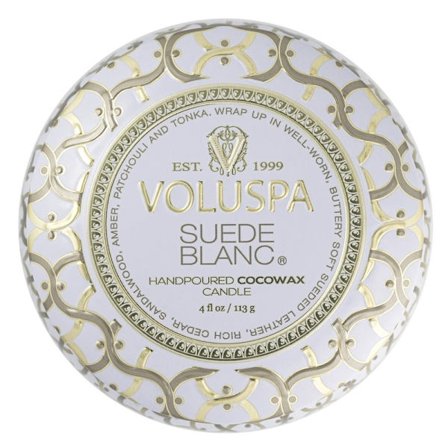 Voluspa Decorative Tin Candle Suede Blanc 113g