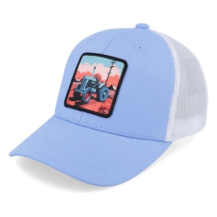 Kiddo Cap - Azul trucker Gorra - "Kids Tractor And Clouds Patch Light Blue/White " @ Hatstore