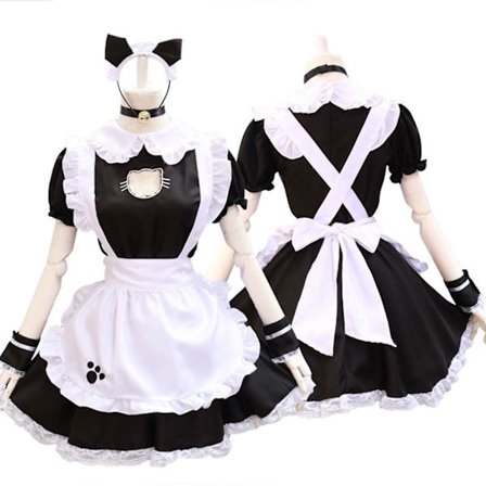 Ny sexet Lolita Maid-kjole sød hul kat dame piger kjole Anime Cosplay kostume S-3xl