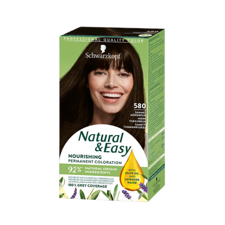 Schwarzkopf Natural & Easy 580 Sammet Mörkbrun Hårfärg Unisex Brun 142,5 ML