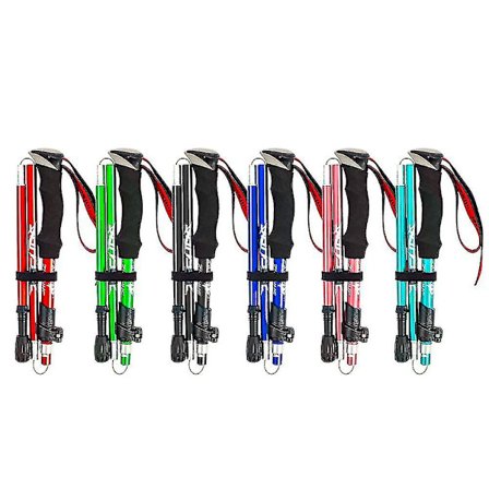 5-delt sammenleggbare turstaver, tursti, fotturer, Naturehike Antishock (95-110 cm, rød)