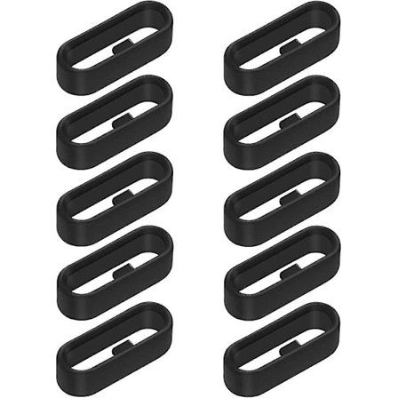 6 st gummiringrem, silikonurhållare (22 mm bredd, svart)(10 st)
