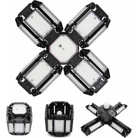 LED-garagelampa, LED-garageljus, justerbar verkstadsbelysning i taket, E27 6000K-belysning, med flera justerbara paneler, 15000 lumen, garage