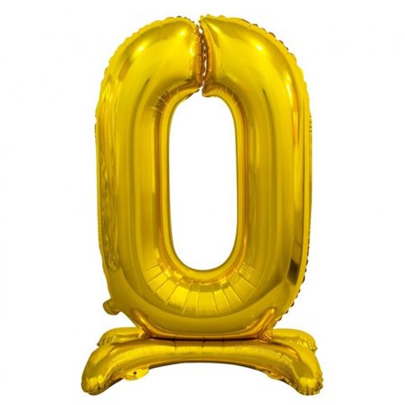 Stående talballon guld 74 cm "0-9" Ciffer 0