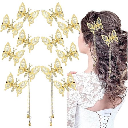 12 stk. 3D bevægelige sommerfugle hårklemmer flyvende sommerfugle hårnål sommerfugle hårklemmer kvast hårspænder dekorative hårnåle bryllup 