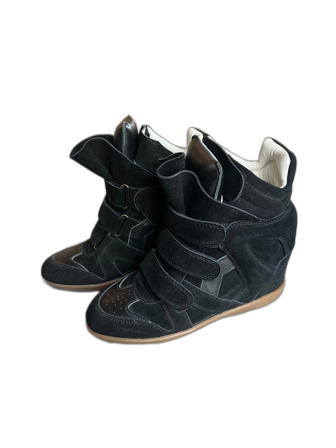 Svarta wedge sneakers med kardborre