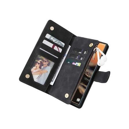 Samsung S24 Ultra monitoiminen lompakkokotelo, vetoketjullinen 8 taskua