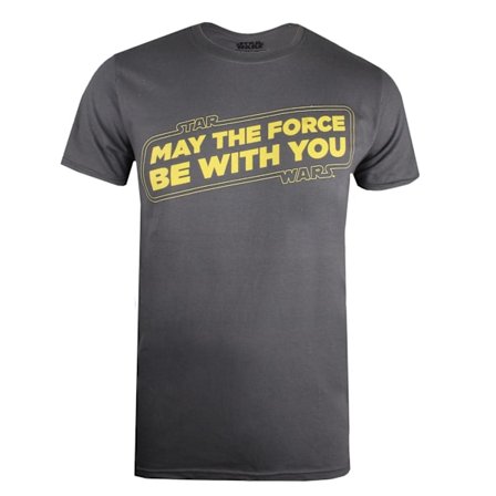 Star Wars T-shirt för män May The Force Be With You S Charcoal/Yel