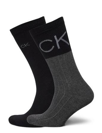 Ck Men Sock 2P Colorblock Rib Underwear Socks Regular Socks Svart Calvin Klein