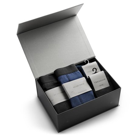 FreeFeel | Geschenkbox mit Bambusunterwäsche | Boxershorts & Socken in Schwarz & Königsblau für Männer - Geschenkboxen