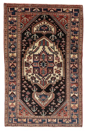 Dywan Perski Hamadan 134X210 Czarny/Ciemnoczerwony (Wełna, Persja/Iran)