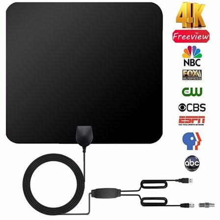 TV-antenni, HD-digitaalinen TV-antenni, paras 60-100 mailin pitkän kantaman teräväpiirtoantenni HDTV-vahvistimen signaalinvahvistimella sisätiloihin