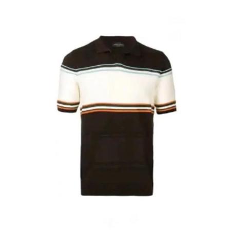 Roberto Collina, Gestreepte poloshirt met korte mouwen Zwart, Heren, Maat:XL