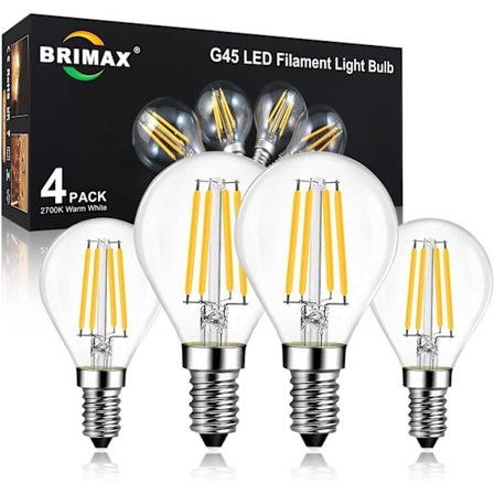 E14 LED-lampa Dimbar, 600LM Edisonlampa 6W=60W Glödlampa, G45 LED Filamentlampor Klart Glas Varmvit 2700K, Liten Skruvsockel, 4 stycken