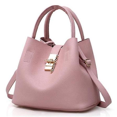 Modegodis Damväskor Mobil Messenger Handväska Läder Högkvalitativ Cross Buns-väska (rosa)